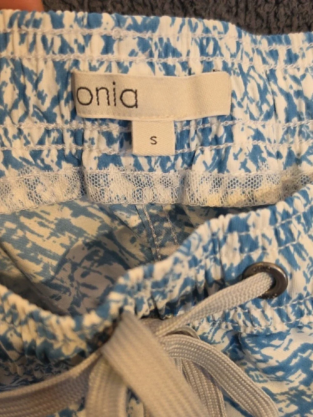 Onia Blue & White Abstract Print Swim Trunks